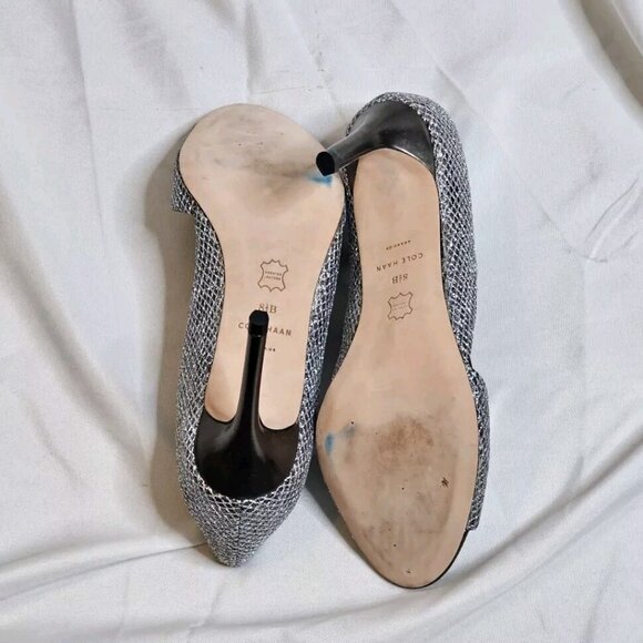 New Cole Haan Antonia Glitter Open Toe Pumps - Picture 10 of 13